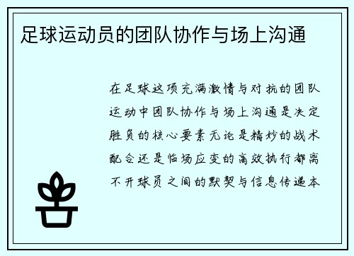 足球运动员的团队协作与场上沟通